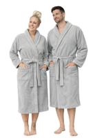 Lichtgrijze wellness badjas velours-katoen