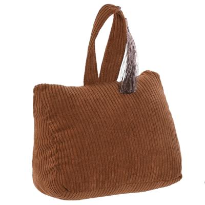 Deurstopper Rib - met kwast - bruin - polyester - 15 x 8 x 14 cm - 1 kg