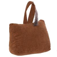 Deurstopper Rib - met kwast - bruin - polyester - 15 x 8 x 14 cm - 1 kg