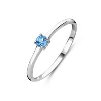 925 Zilveren Ring December Blauw Topaas Geboortesteen 3mm