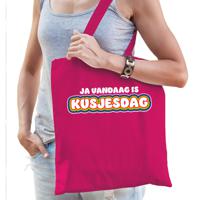 Gay Pride tas voor dames - kusjesdag - fuchsia roze - katoen - 42 x 38 cm - regenboog - LHBTI
