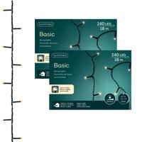 Kerstboomverlichting - 2x - LED - warm wit - 240 lampjes - 18 meter