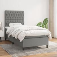 Boxspring met matras stof donkergrijs 90x190 cm