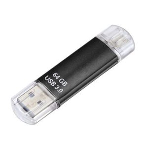 Hama FlashPen Laeta Twin USB-stick smartphone/tablet Zwart 64 GB USB 3.2 Gen 1 (USB 3.0), Micro-USB 2.0