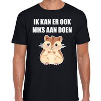 Ik kan er ook niks aan doen hamsteren t-shirt zwart voor dames - thumbnail