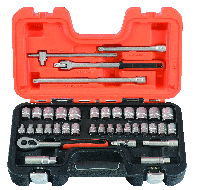 Bahco Doppenset 3/8" | omkeerbare ratel | zeskant | metrisch en inch-maten - 38-delig - koffer - S380