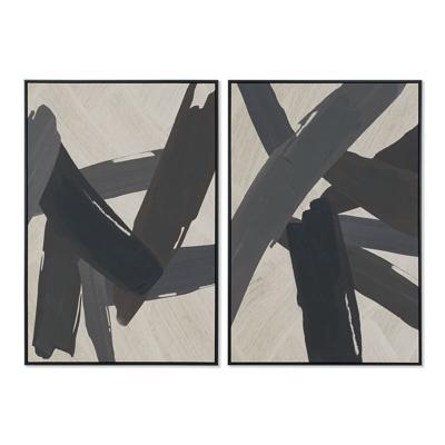 Schilderij Home ESPRIT Bruin Zwart Beige Abstract Modern 83 x 4,5 x 123 cm (2 Stuks)