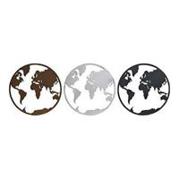 Decoratieve figuren DKD Home Decor Wereldkaart Zwart Koper Wit 40 x 1 x 40 cm (3 Onderdelen)