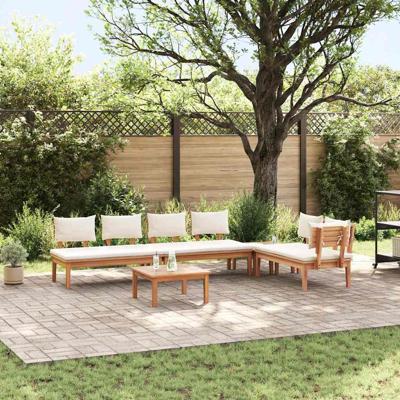 Tuinbankset met kussen met opslag 5 pcs Bruin en Crème
