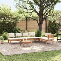Tuinbankset met kussen met opslag 5 pcs Bruin en Crème