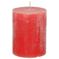 Stompkaars/cilinderkaars - rood - 7 x 9 cm - middel rustiek model