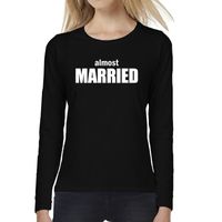 Dames fun t-shirt long sleeve Almost Married vrijgezellen feest kleding zwart 2XL  -