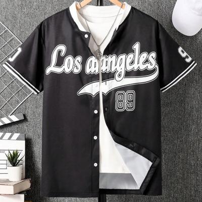 Teen Boy Short Sleeve Baseball Shirt - Apricot Geometric Top Black / 13Y