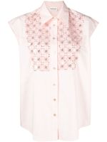 P.A.R.O.S.H. chemise en coton à ornements strassés - Rose