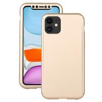 Voor iPhone 11 schokbestendige PC volledige dekking beschermhoes met gehard glas film (goud)