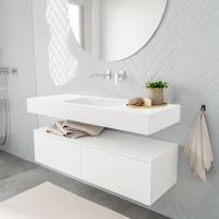 Mondiaz Alan badmeubel 120 cm talc 2 lades vrijhangend wastafel midden zonder kraangat wit
