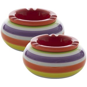 2x stuks ronde terras asbakken/stormasbakken rood keramiek 14 x 14 x 7 cm