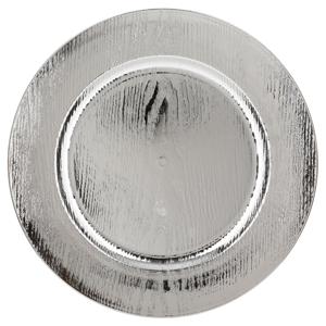 Kaarsenbord/onderbord - hout look - zilver - kunststof - D33 x H2 cm- rond