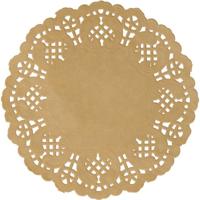 Placemats kant look - 20x - naturel - papier - rond - Tafel diner onderleggers - thumbnail