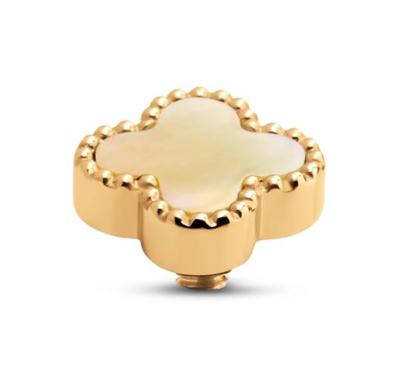 Melano Twisted Gem Clover Steentje Yellow Shell | Goud