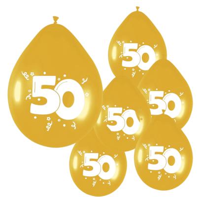 Thema 50 jaar gouden ballonnen - leeftijd of jubileum - 36x stuks - versieringen - feestartikelen