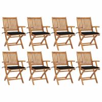 Tuinstoelen 8 st inklapbaar met kussens massief teakhout