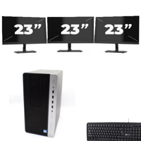 HP ProDesk 600 G4 Micro Tower - Intel Core i5-8e Generatie - 8GB RAM - 256GB SSD - Windows 11 + 3x 23 inch Monitor