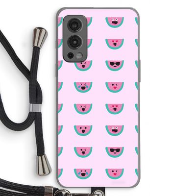 Smiley watermeloenprint: OnePlus Nord 2 5G Transparant Hoesje met koord