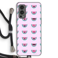 Smiley watermeloenprint: OnePlus Nord 2 5G Transparant Hoesje met koord
