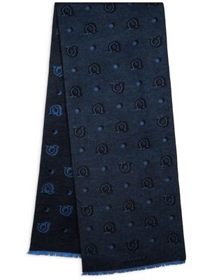 Ferragamo écharpe en soie à motif en jacquard - Bleu