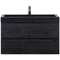 Maxx XL Badmeubelset 100 cm - Black Oak - Wastafel Lucca 1 Kraangat