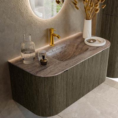 Badmeubel Mondiaz Kurve-Dlux | 100 cm | Meubelkleur Shadow | Wastafelkleur Oza | Solid surface | Wasbak midden spoelbak | 1 kraangat