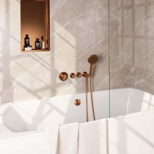 Brauer Copper Edition Badkraan inbouw - douchegarnituur - 3 gladde knoppen - handdouche rond 3 standen - PVD - geborsteld koper 5-GK-047