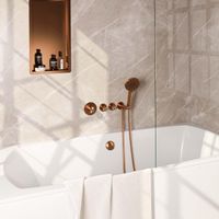 Brauer Copper Edition Badkraan inbouw - douchegarnituur - 3 gladde knoppen - handdouche rond 3 standen - PVD - geborsteld koper 5-GK-047