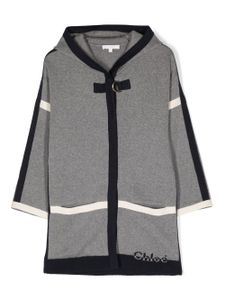 Chloé Kids veste en maille intarsia à capuche - Gris