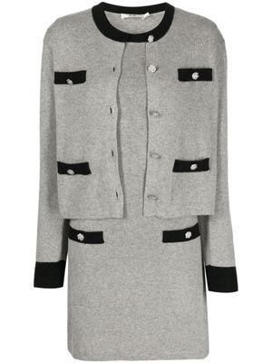 b+ab jupe boutonnée à ornements en cristal - Gris