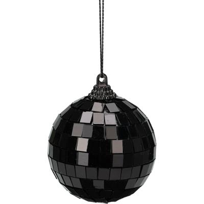 Christmas Decorations Disco kerstbal - zwart - 6 cm - kunststof en glas - discobol - spiegel