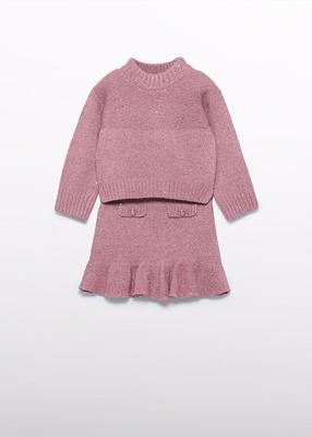 Abel & Lula winter rok-set meisjes - roze - gebreid