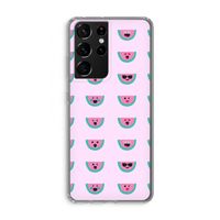 Smiley watermeloenprint: Samsung Galaxy S21 Ultra Transparant Hoesje
