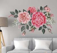 Boeket roze bloemen muursticker