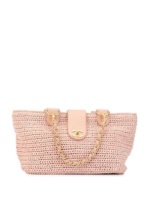 CHANEL Pre-Owned sac porté épaule tressé à logo - Rose