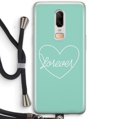 Forever heart pastel: OnePlus 6 Transparant Hoesje met koord