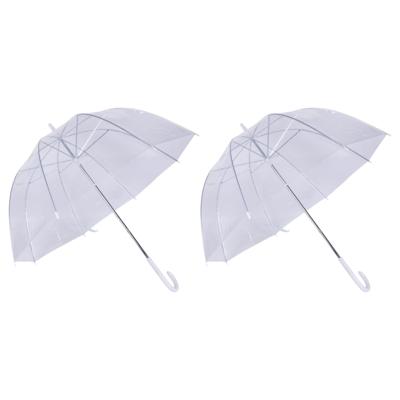 Paraplu - 2x - transparant - kunststof - L67 x D77 cm - doorzichtig Paraplu - 2x - transparant - kunststof - L67 x D77 cm - doorzichtig