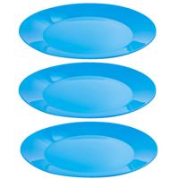 Ontbijtbordjes - 24x st - blauw - 21 cm - hard kunststof - dinerborden - camping bordjes