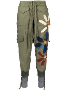 Greg Lauren pantalon de jogging à patch fleur - Vert