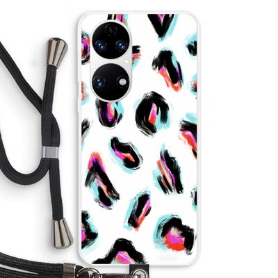 Cheetah color: Huawei P50 Transparant Hoesje met koord