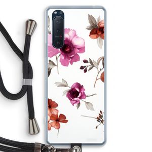 Geschilderde bloemen: Sony Xperia 5 II Transparant Hoesje met koord