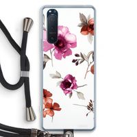 Geschilderde bloemen: Sony Xperia 5 II Transparant Hoesje met koord