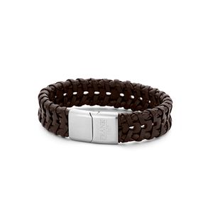 Frank 1967 7FB 0279 Armband staal/leder bruin 18 mm 21 cm