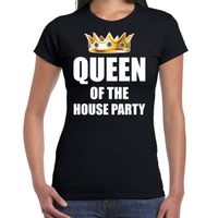 Koningsdag t-shirt Queen of the house party zwart voor dames - thumbnail